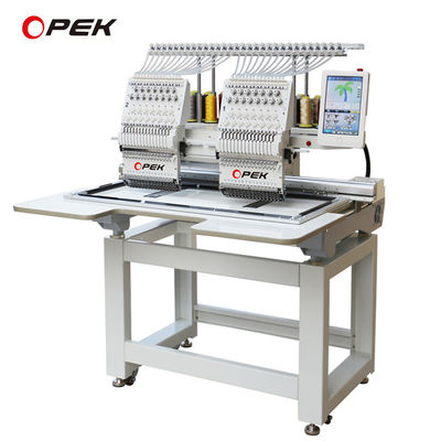 1200RPM Opek 2 cabezas 12/15 agujas Sombrero de alta velocidad camiseta plana Máquina de bordado por ordenador