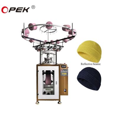 Máquina avanzada de tejido de sombreros reflectores 7G-18G con alimentador 2F-10F