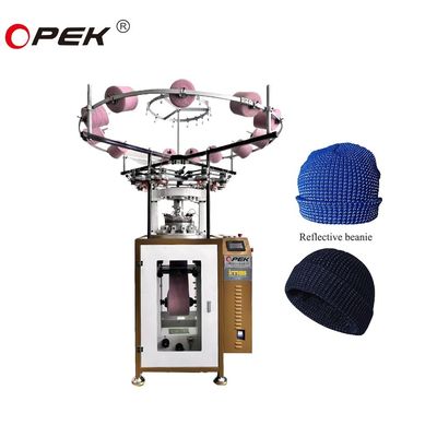 Máquina avanzada de tejido de sombreros reflectores 7G-18G con alimentador 2F-10F