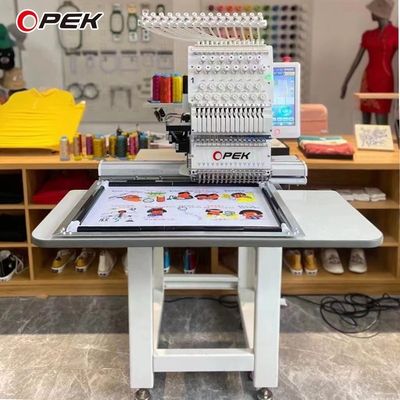 Máquina de bordado industrial computarizada OPEK con una sola cabeza para la fabricación de camisetas y gorras
