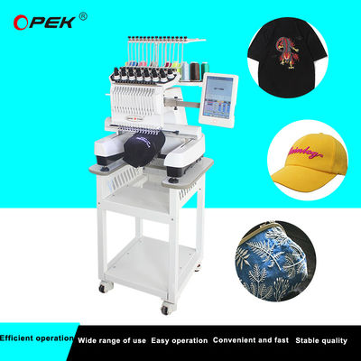 Máquina de bordado de gorra OPEK Cabeza única para camiseta Sombrero plano de alta velocidad informatizado